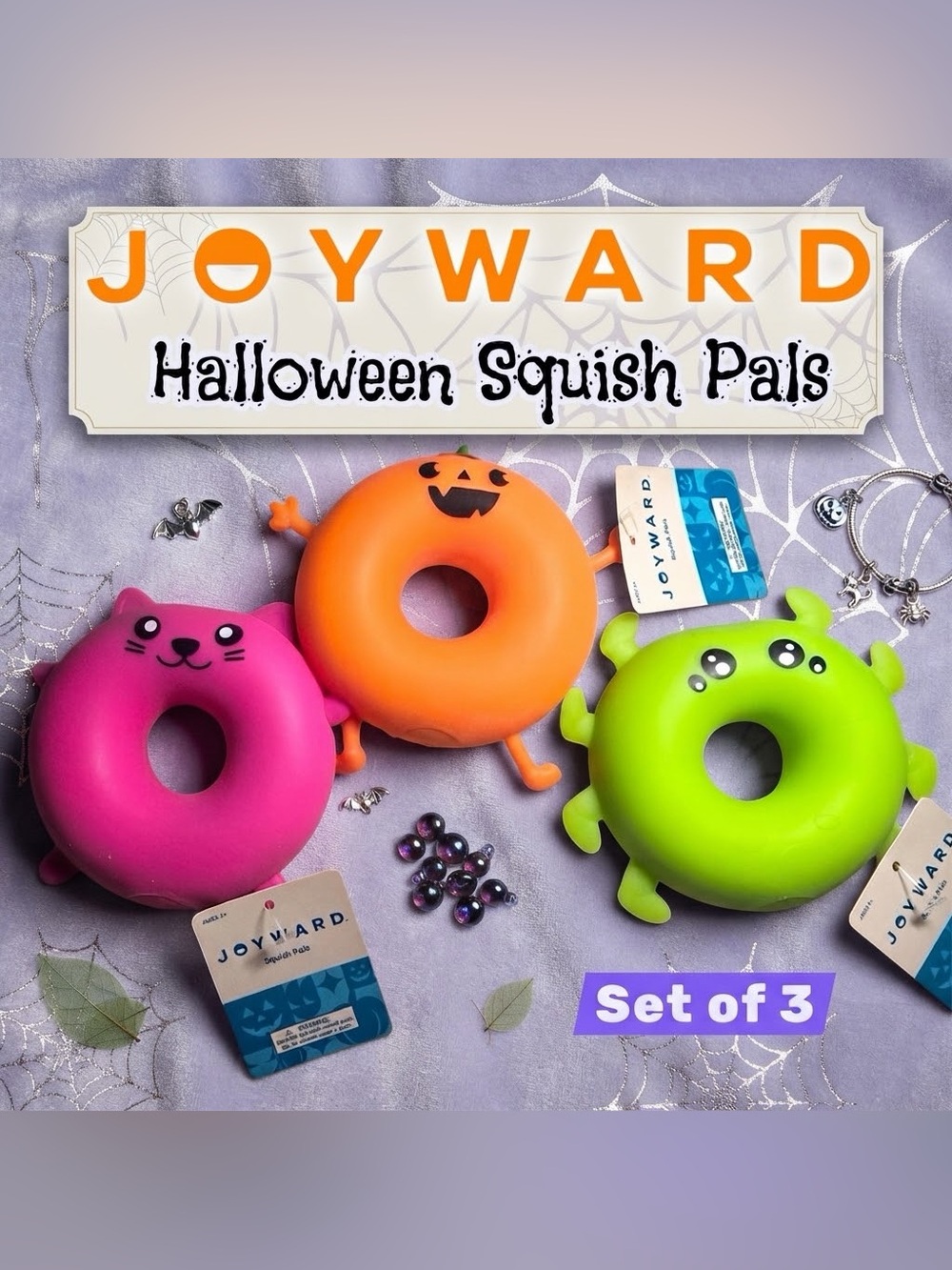 Joyward Halloween Squish Pals Set 3 Marshmallow Foam Fidget Squishy Toys